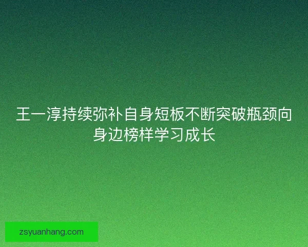王一淳持续弥补自身短板不断突破瓶颈向身边榜样学习成长 王一淳持续弥补自身短板不断突破瓶颈向身边榜样学习成长